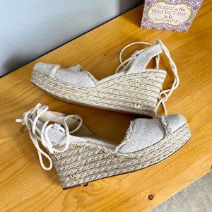 Michael Kors Espadrille Canvas Lace Up Wedges